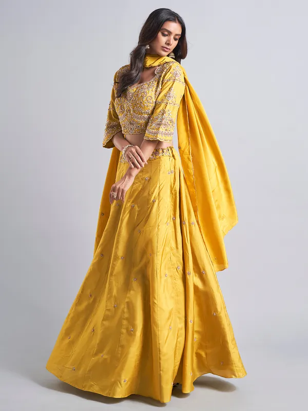 Gorgeous mustard yellow silk lehenga choli