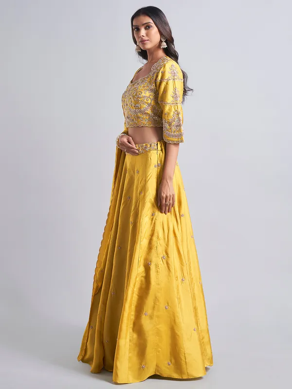 Gorgeous mustard yellow silk lehenga choli