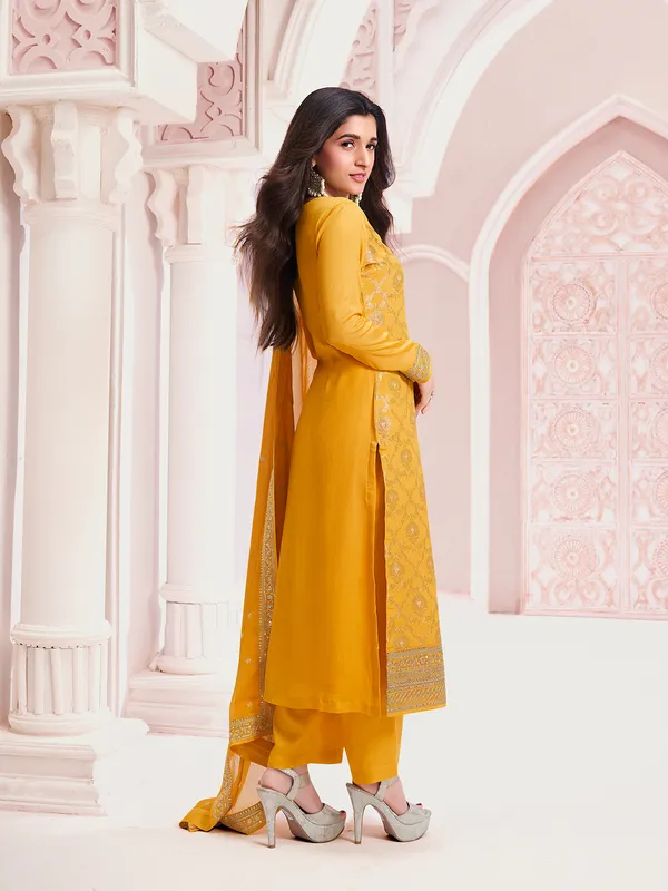 Gorgeous mustard yellow silk salwar suit