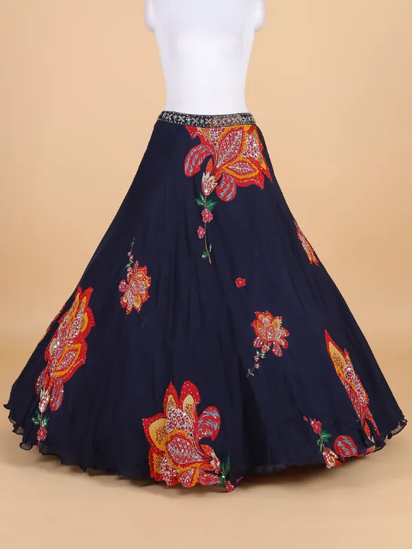 Gorgeous navy lehenga choli with dupatta