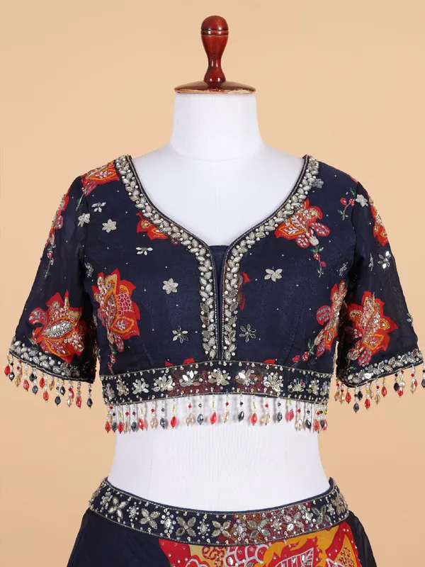 Gorgeous navy lehenga choli with dupatta