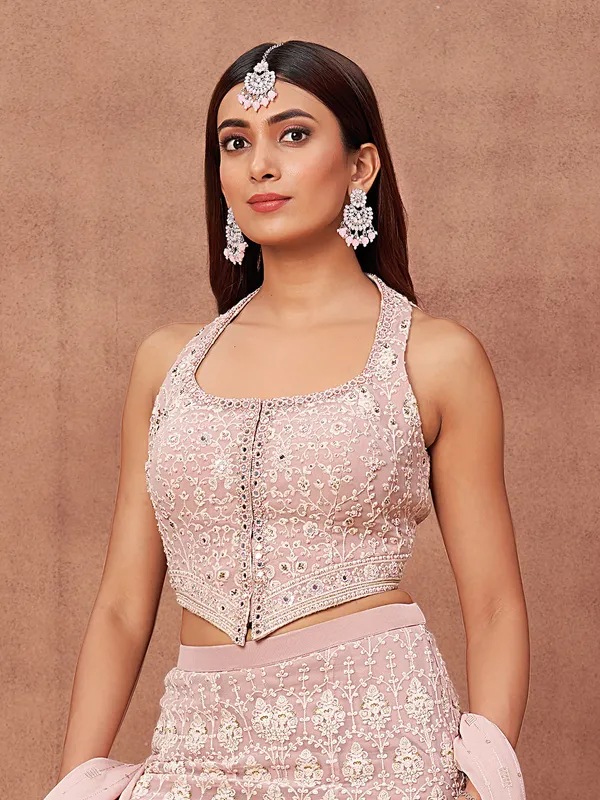Gorgeous onion pink georgette palazzo salwar suit