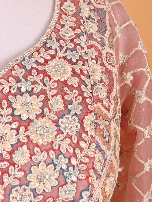 Gorgeous onion pink lehenga choli in net