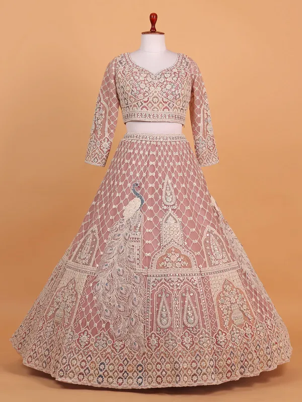 Gorgeous onion pink lehenga choli in net