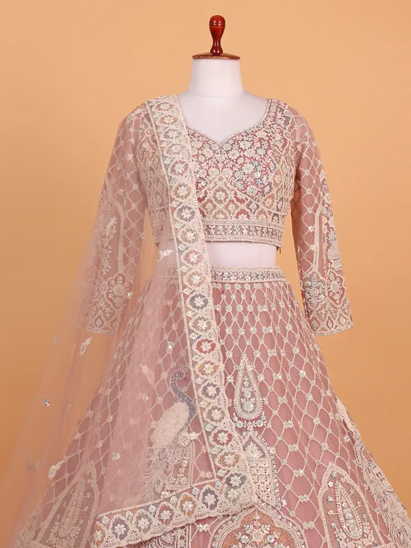 Gorgeous onion pink lehenga choli in net