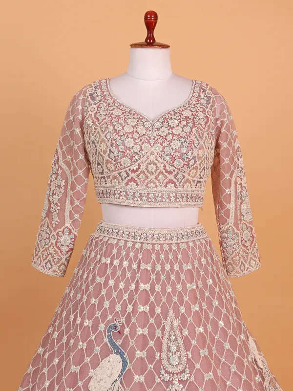 Gorgeous onion pink lehenga choli in net