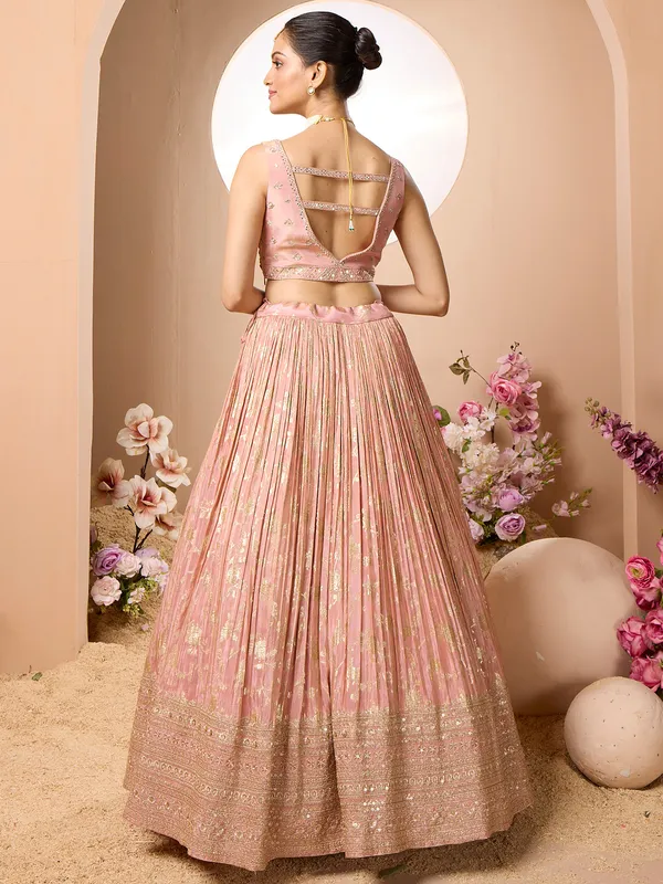 Gorgeous pastel pink wedding style lehenga choli