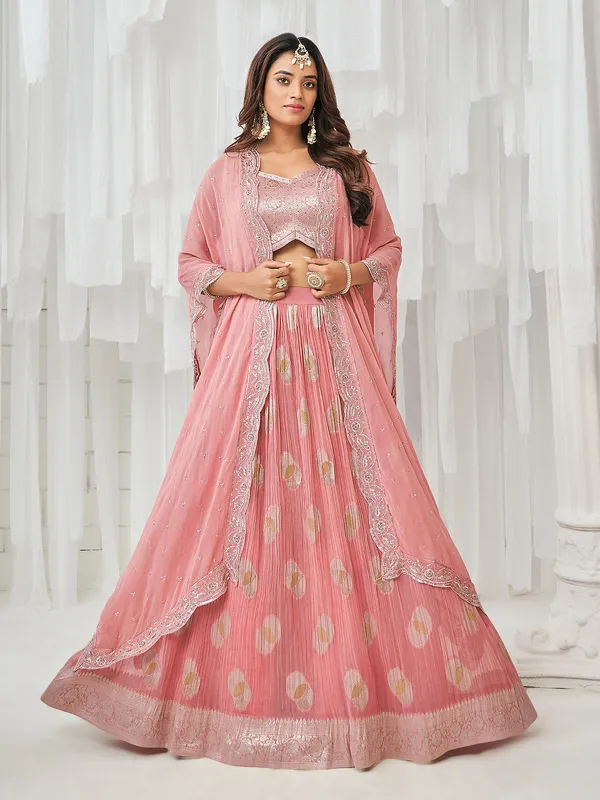 Gorgeous peach lehenga choli in georgette