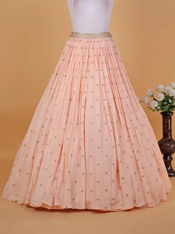 Gorgeous peach lehenga choli with dupatta