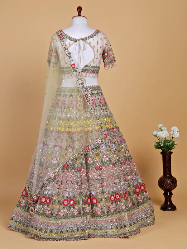 Gorgeous peach net lehenga choli