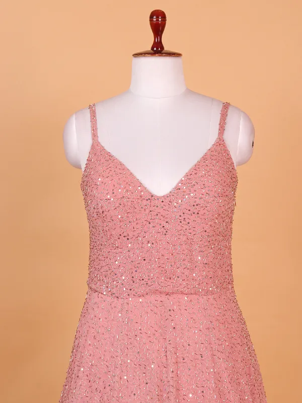 Gorgeous pink georgette anarkali suit