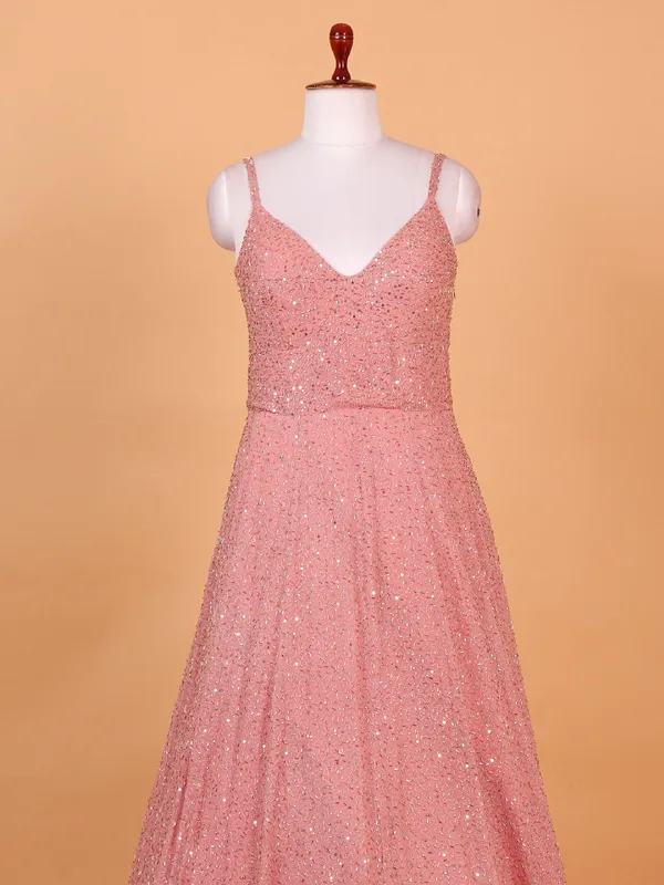 Gorgeous pink georgette anarkali suit