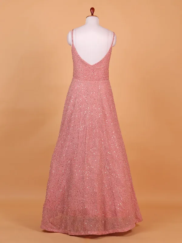 Gorgeous pink georgette anarkali suit