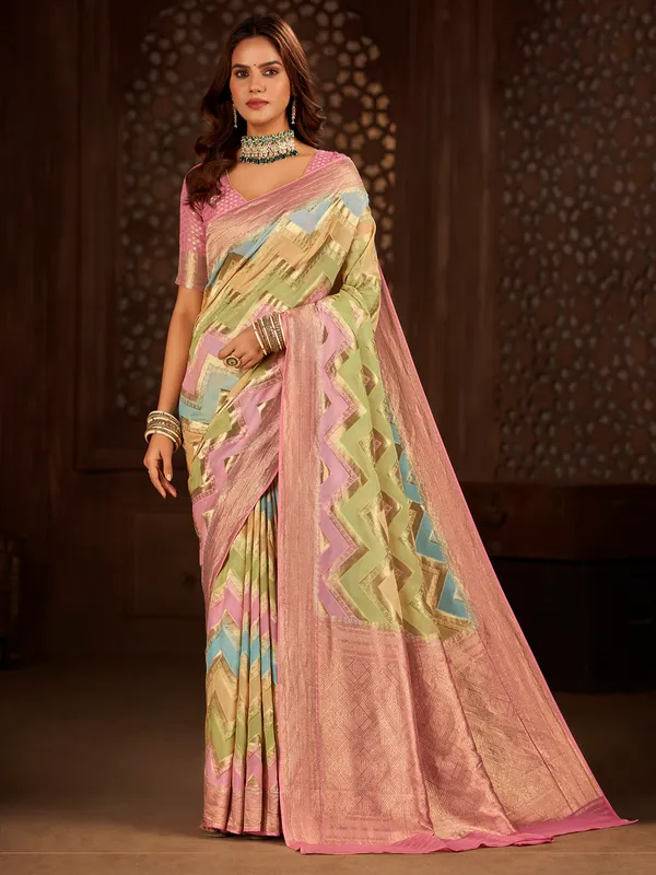 Gorgeous pink georgette saree