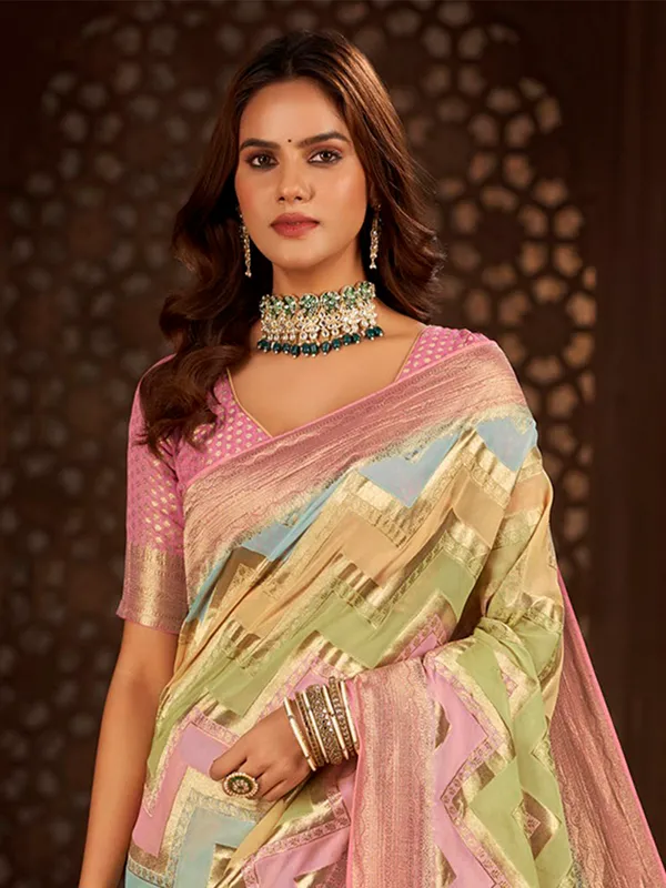 Gorgeous pink georgette saree