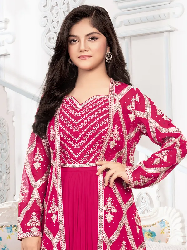 Gorgeous pink lehenga choli in georgette fabric