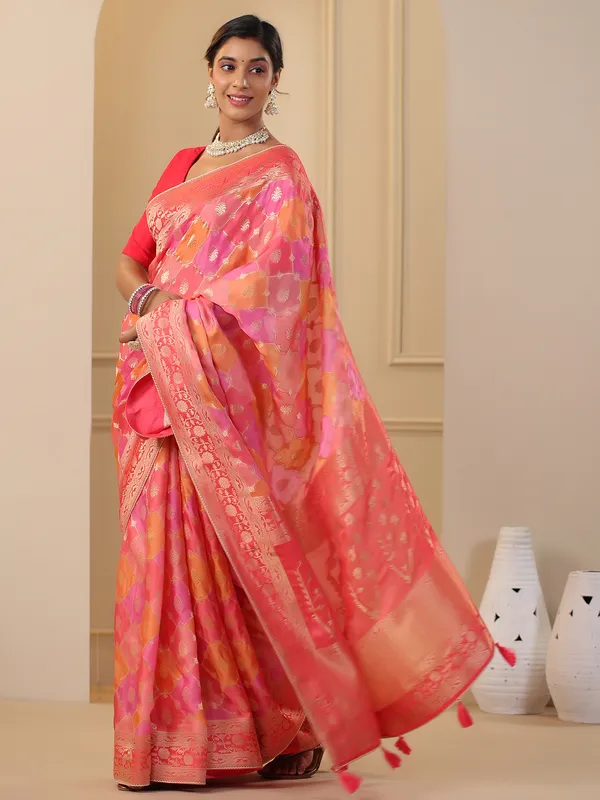 Gorgeous pink silk saree