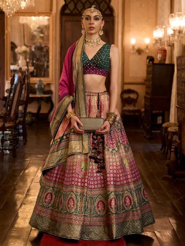 Gorgeous printed lehenga choli in magenta