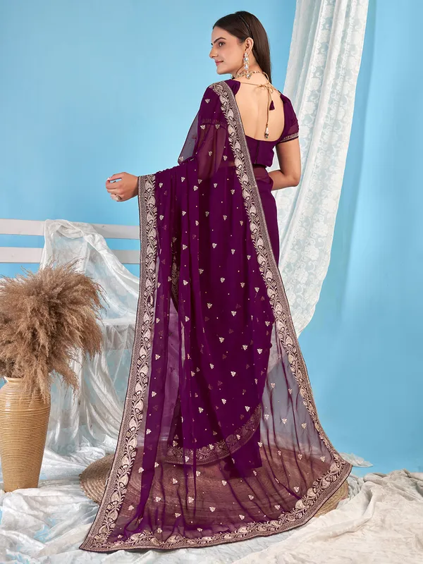 Gorgeous purple georgette saree
