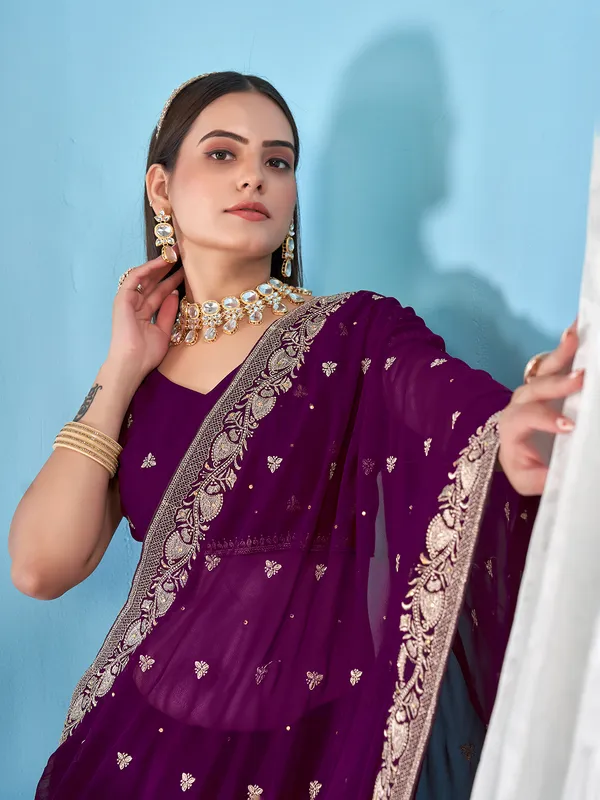 Gorgeous purple georgette saree