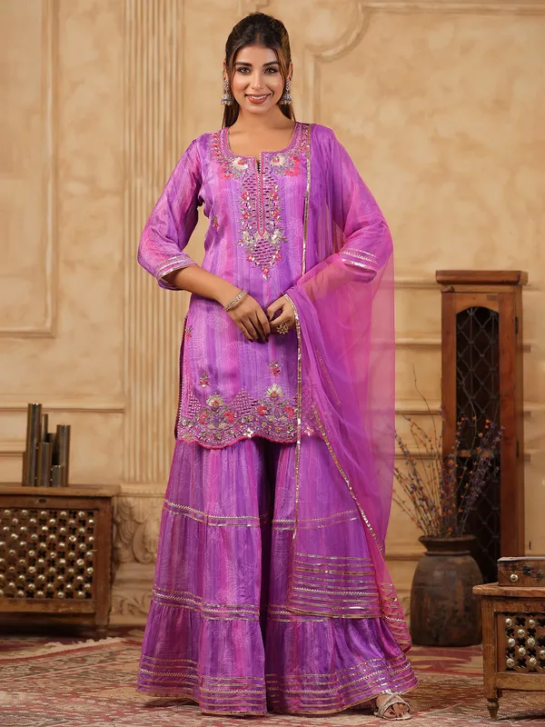 Gorgeous purple silk salwar salwar suit