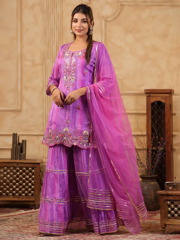 Gorgeous purple silk salwar salwar suit