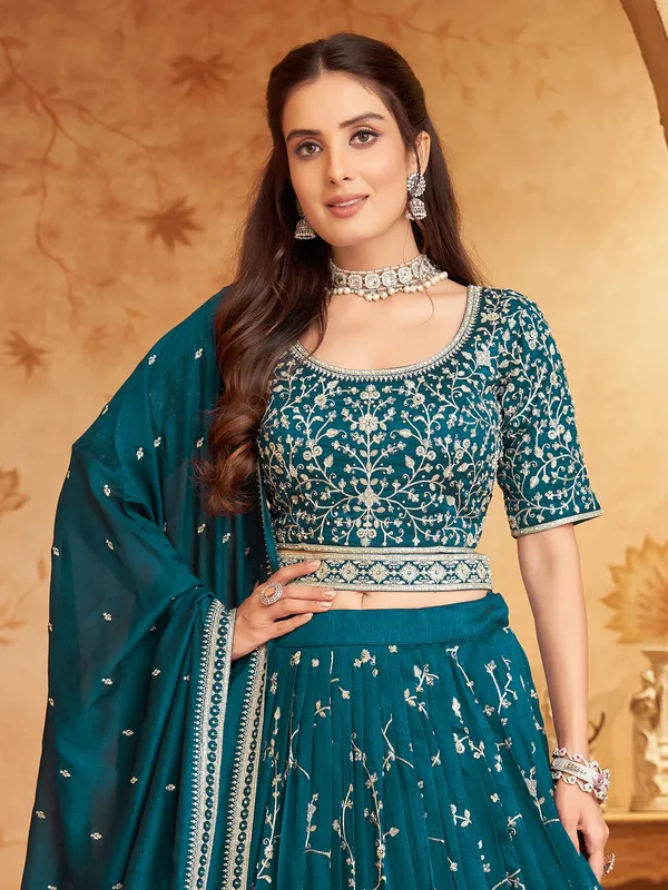 Gorgeous rama blue raw silk lehenga choli