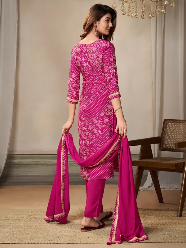 Gorgeous rani color printed salwar suit