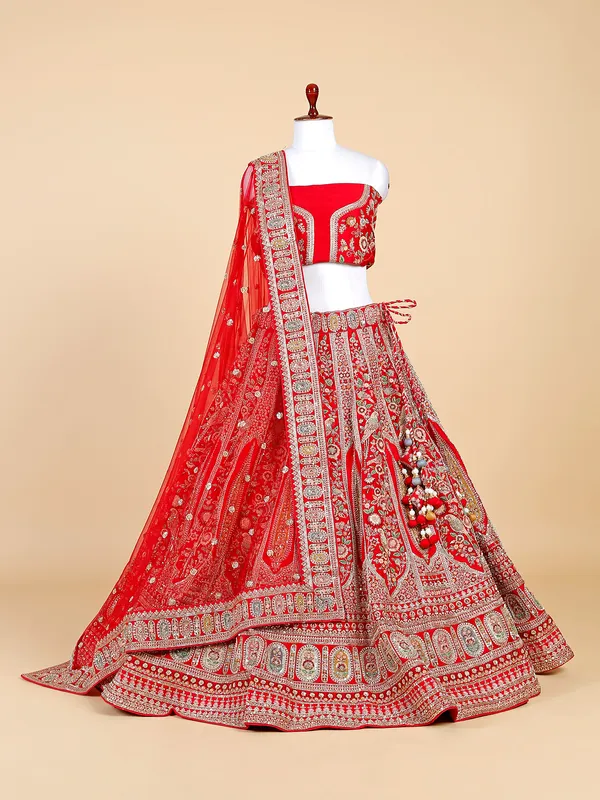 Gorgeous red raw silk lehenga choli