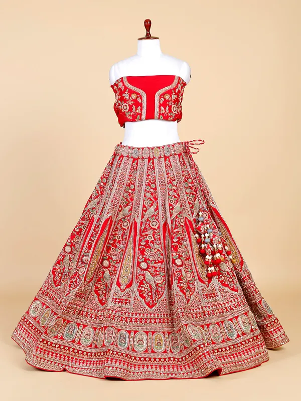 Gorgeous red raw silk lehenga choli