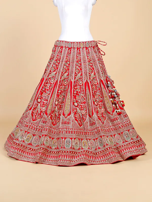 Gorgeous red raw silk lehenga choli