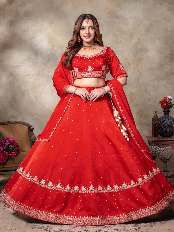 Gorgeous red silk lehenga choli