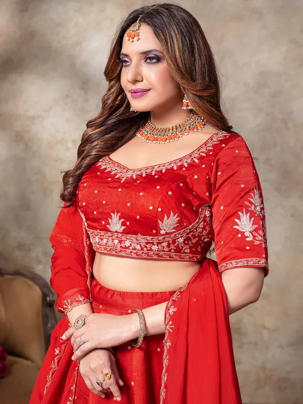 Gorgeous red silk lehenga choli