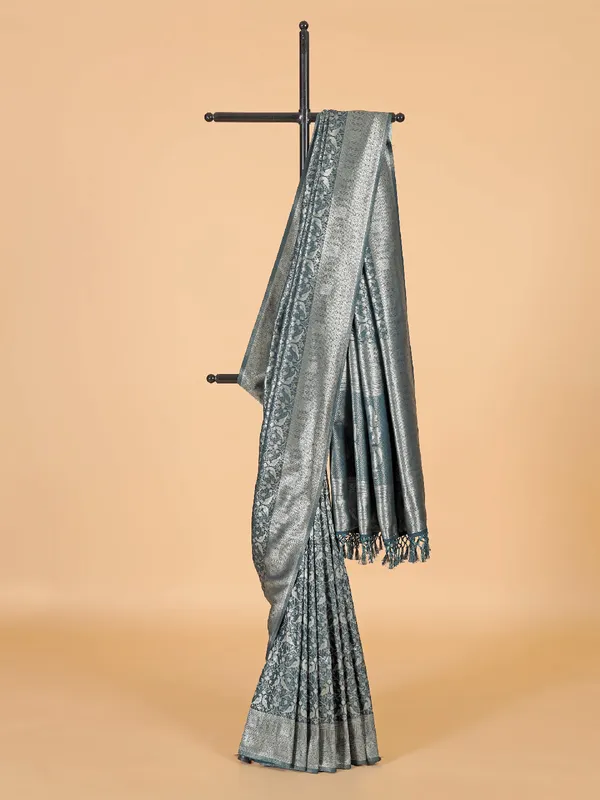 Gorgeous silk saree in peacock blue