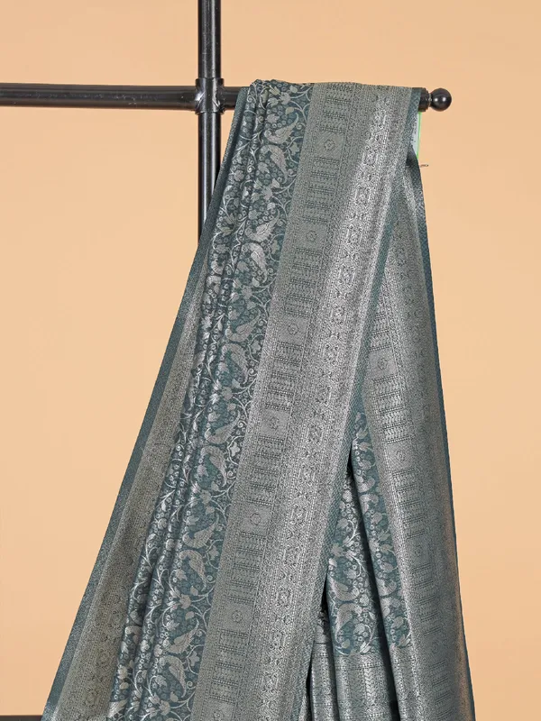 Gorgeous silk saree in peacock blue