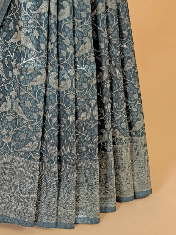 Gorgeous silk saree in peacock blue