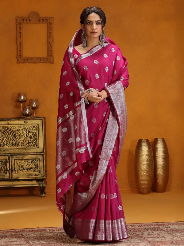 Gorgeous silk saree in wine