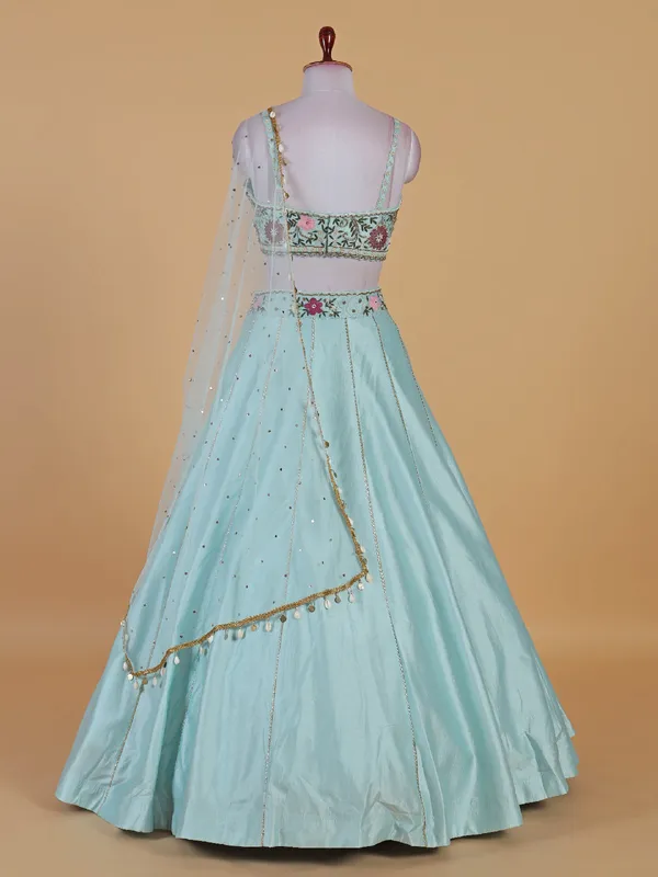 Gorgeous sky blue lahenga choli for wedding