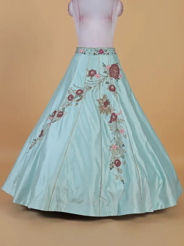 Gorgeous sky blue lahenga choli for wedding