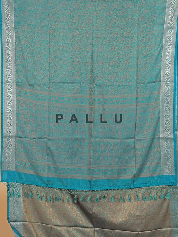 Gorgeous teal blue silk saree