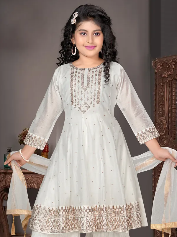Gorgeous white chiffon sharara salwar suit