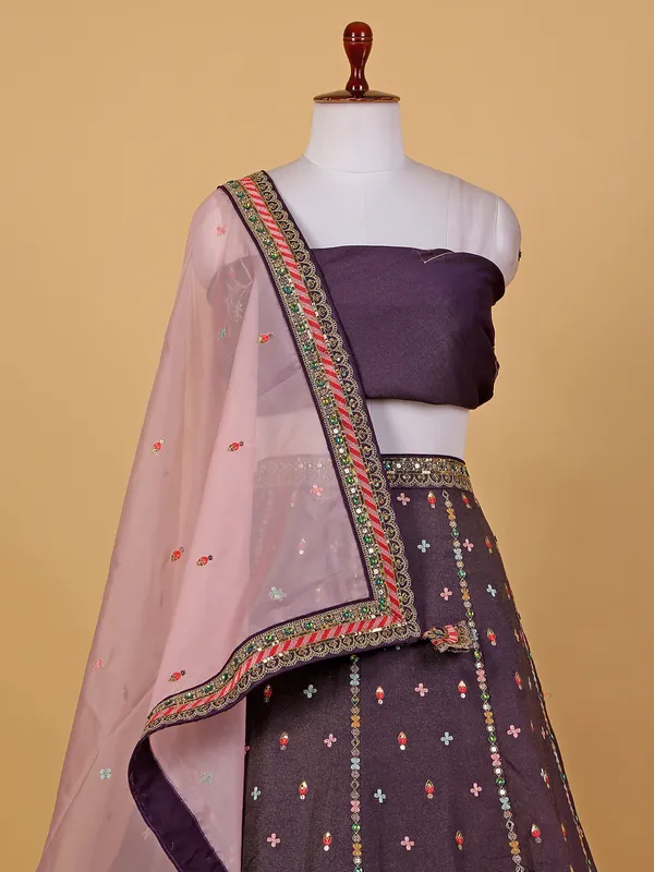 Gorgeous wine silk unstitched lehenga choli