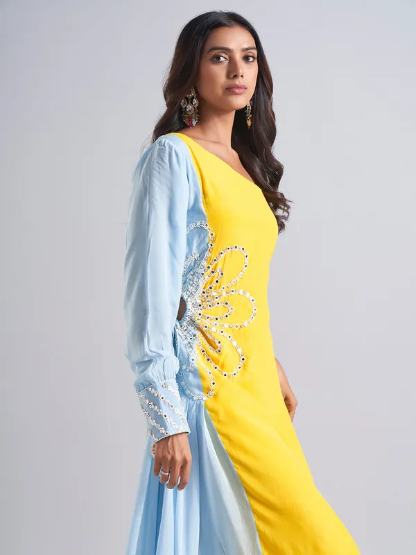 Gorgeous yellow designer silk salwar suit