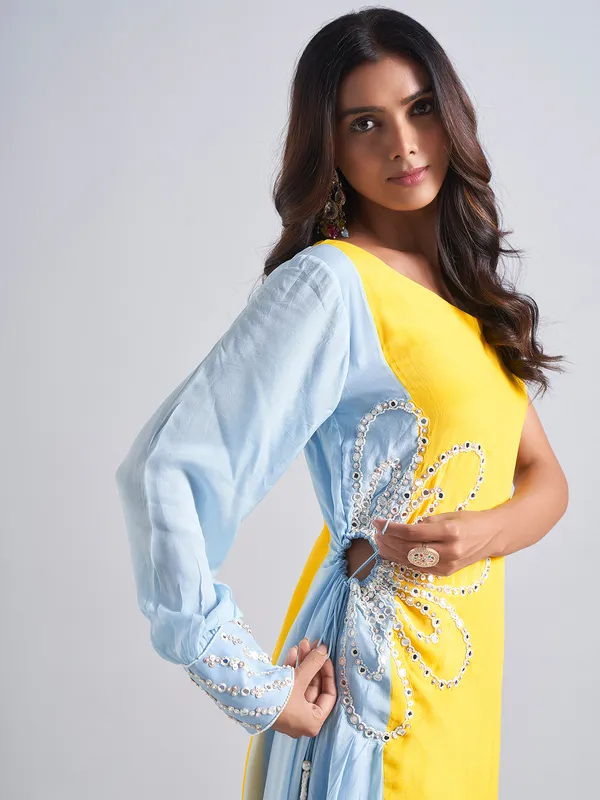 Gorgeous yellow designer silk salwar suit