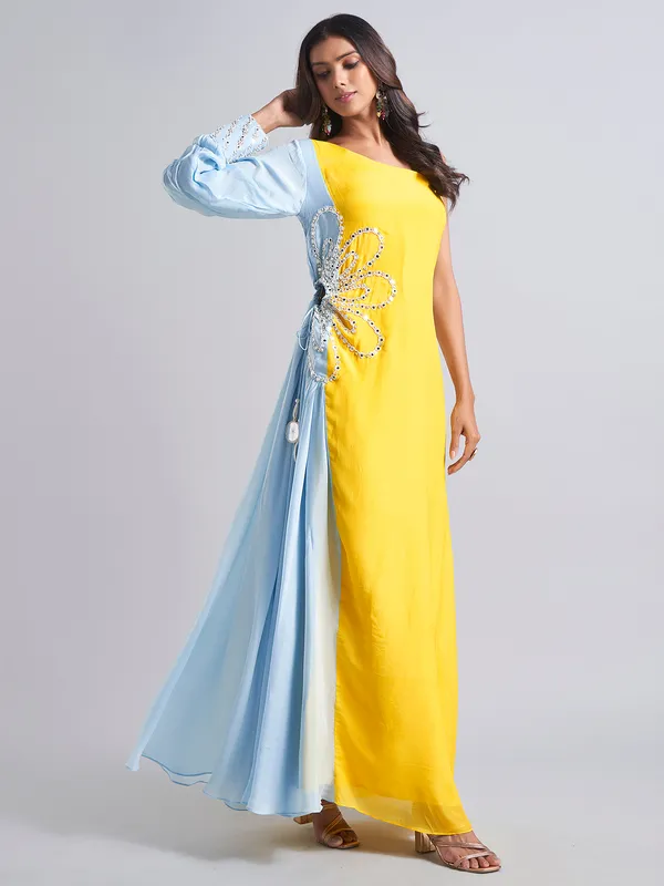 Gorgeous yellow designer silk salwar suit
