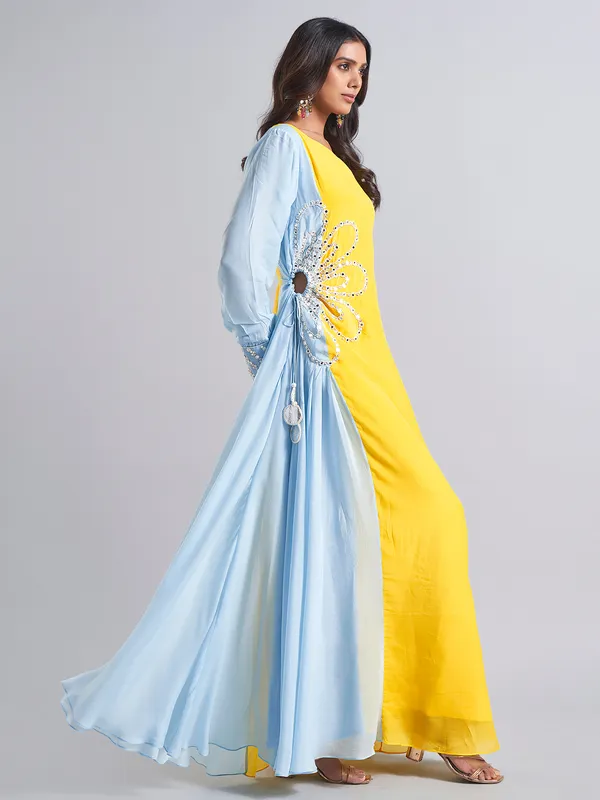 Gorgeous yellow designer silk salwar suit
