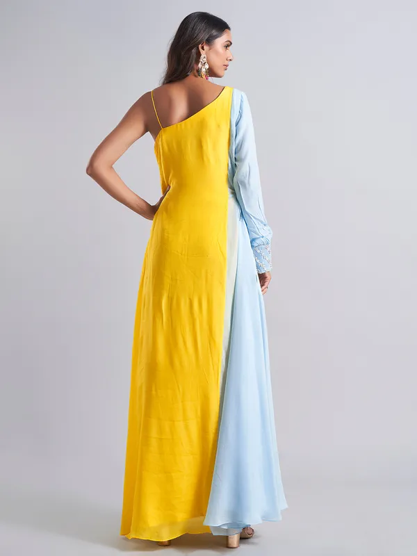Gorgeous yellow designer silk salwar suit