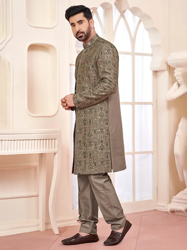 Graceful dusty peach indo western for weddings