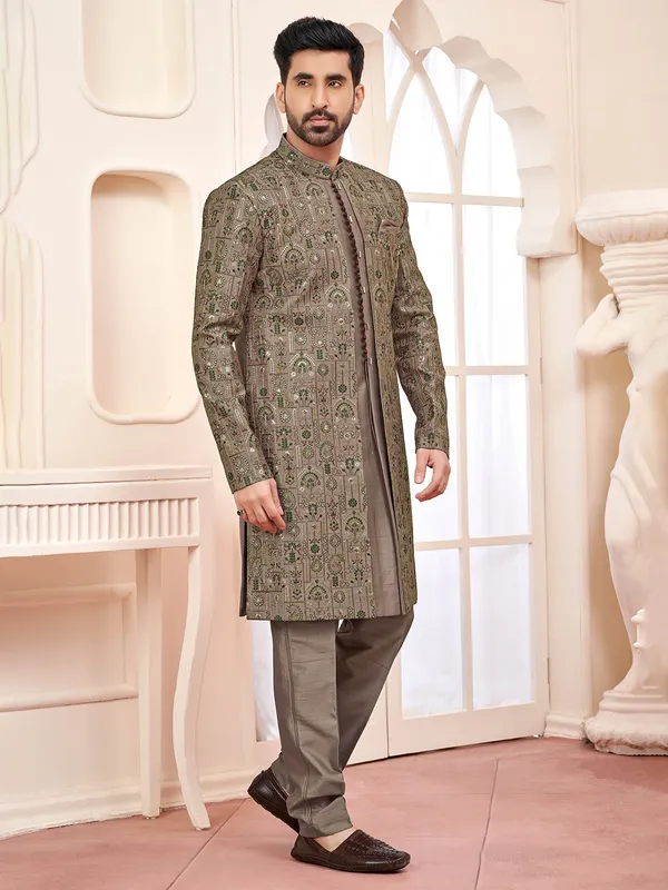 Graceful dusty peach indo western for weddings