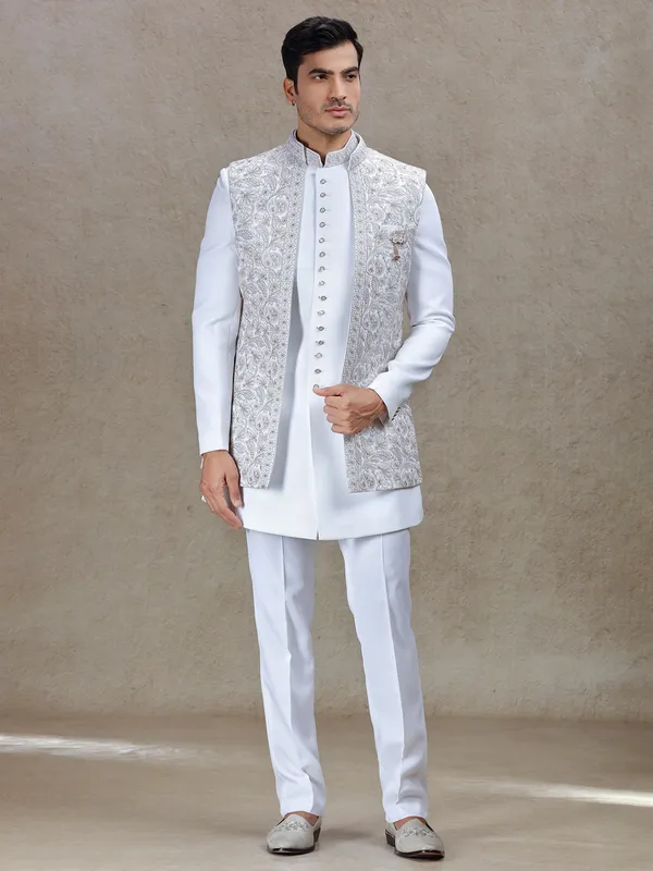 Graceful off-white indowestern for weddings